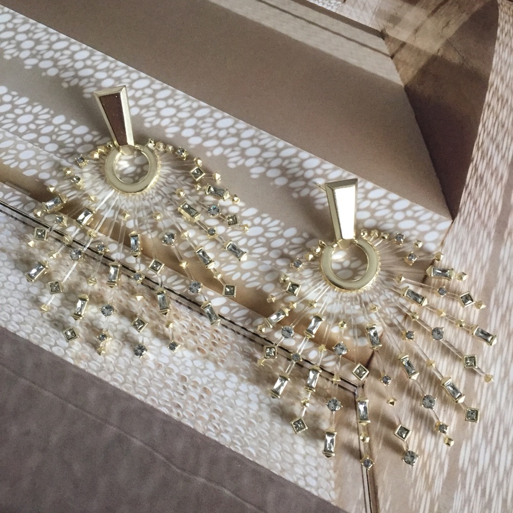 Kendra Scott Gold and Silver Fan Earrings - Picture 2 of 7